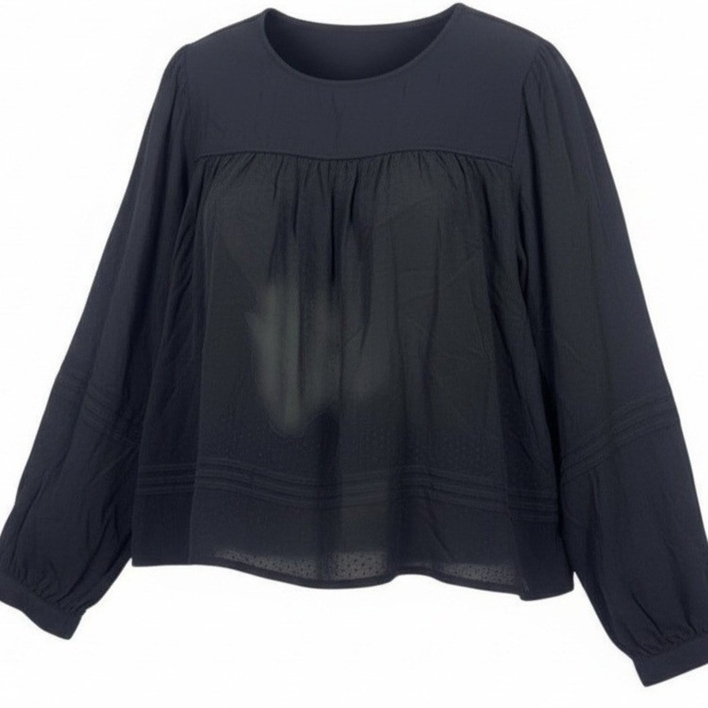 Treasure & Bond Black Swiss Dot Long Sleeve Blouse – NWT – Size L